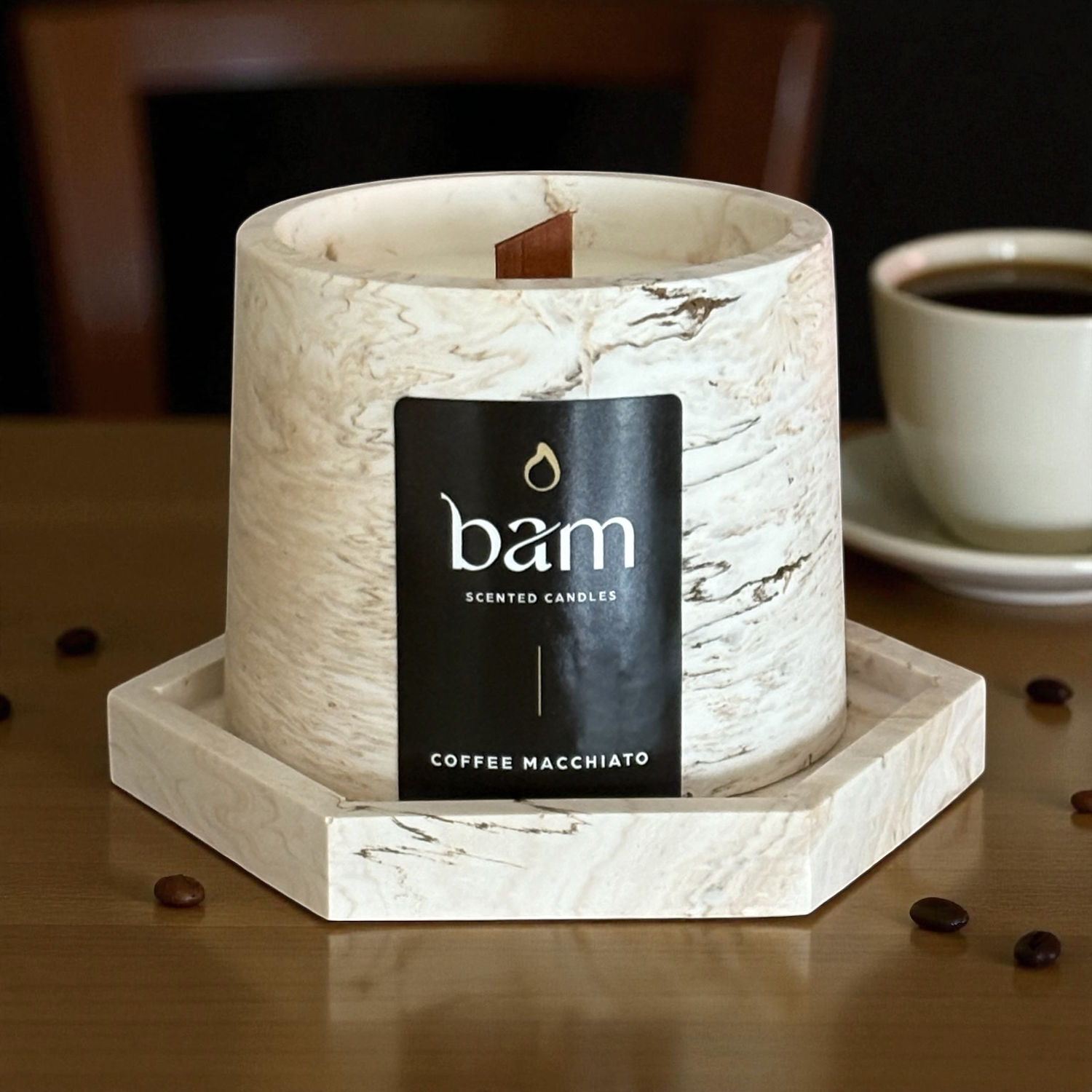 beige gemarmerd zeshoekig schaaltje - Coffee Macchiato