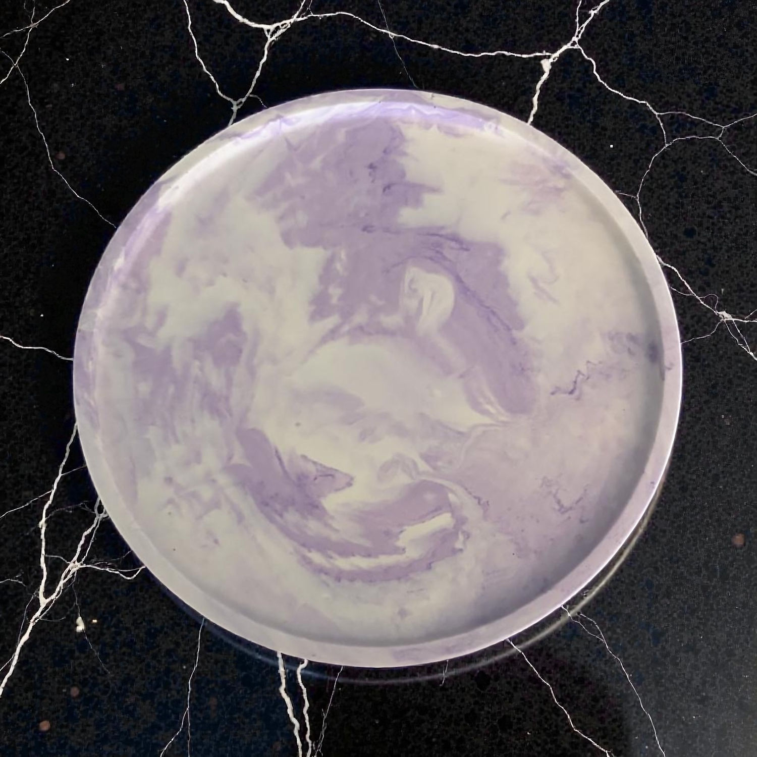 Lavendel - paars gemarmerd rond potje met deksel met houten wi