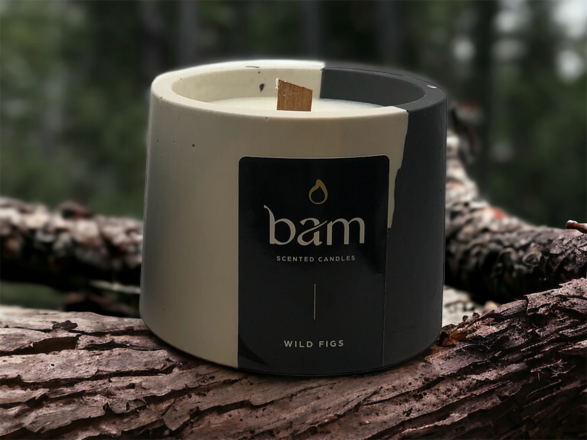Wilde Vijgen - zwart/wit rond potje met houten wiek